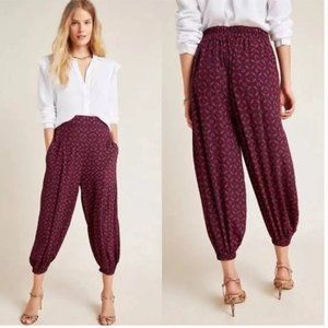 Anthropologie Printed Harem Pants in Navy & Red